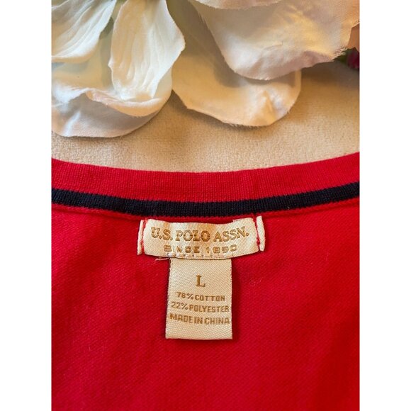 U.S. Polo Assn. Mens Red V-Neck Sweater Y2K Size L Preppy Acadamia Logo - Picture 6 of 7